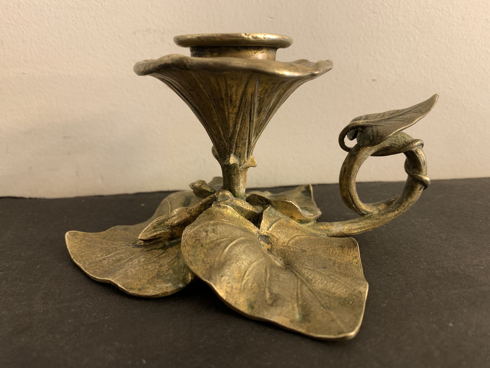 Art Nouveau bronze hand candle holder or cellar rat, 1900