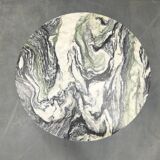 Table d'appoint en marbre italien avec base en fer noir, années 1970