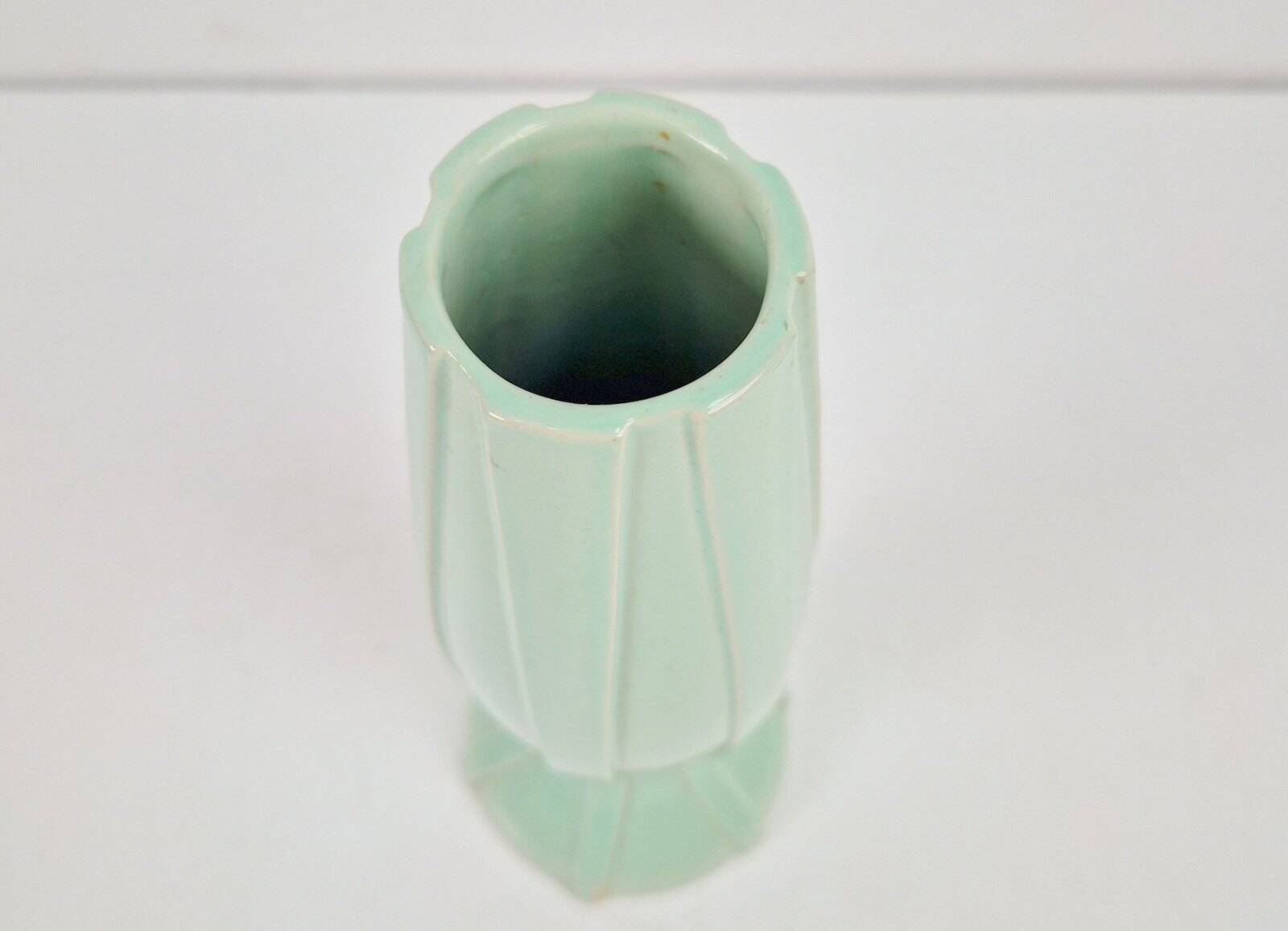 Art Deco Ceramic Pastel Green Vase by C. K., 1930s