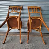 Paire d'authentiques anciennes chaises Bistrot signées Fischel Vintage