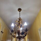 Set of 3 gold painted metal chandeliers