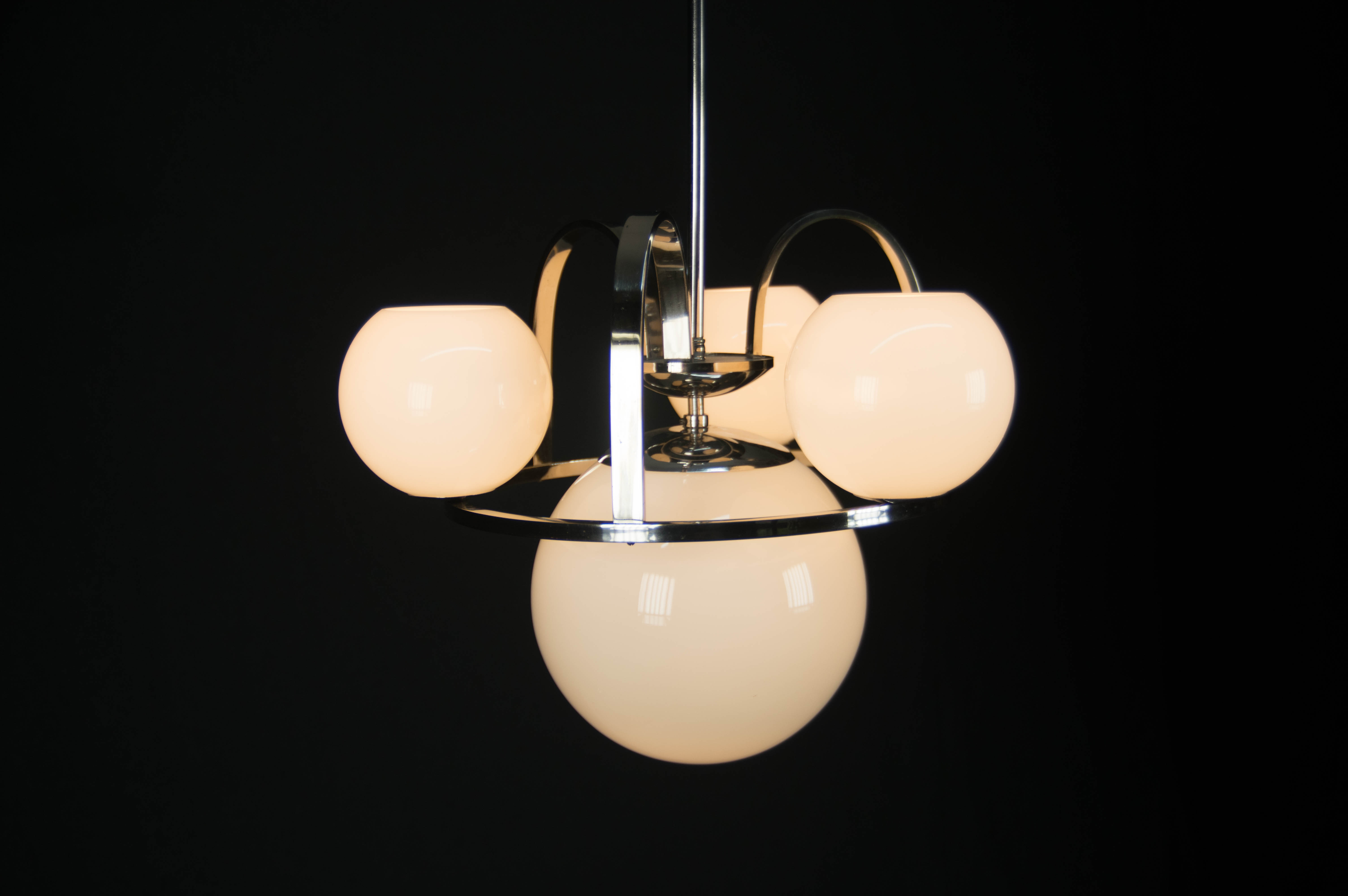 Bauhaus Chrome-plated Chandelier, 1930s