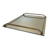 Plateau miroir en laiton chromé année 50 60