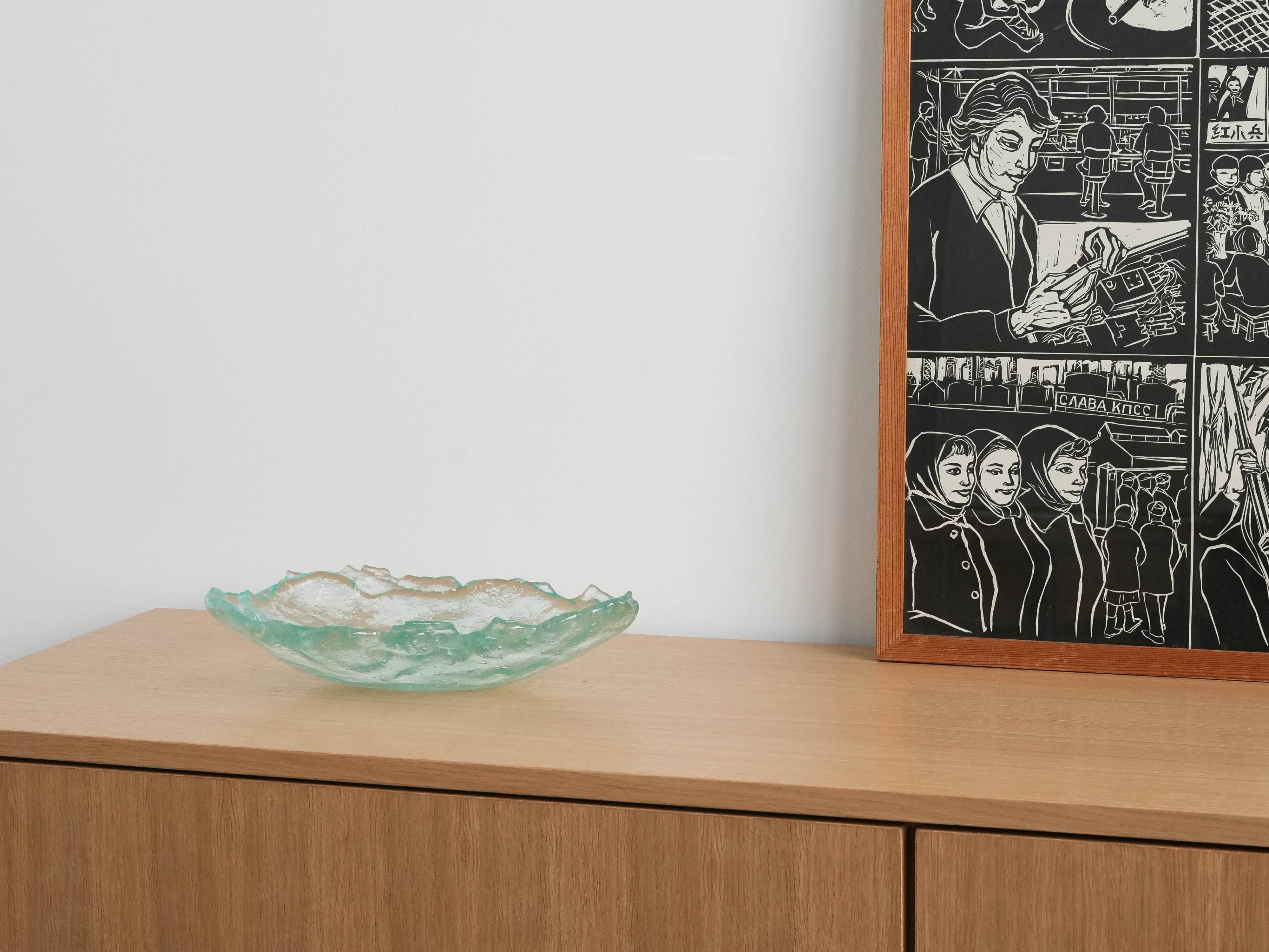 Glass platter, Danish design, 1970s, manufactured in Denmark