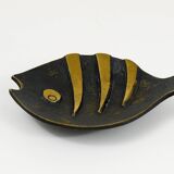Brass fish ashtray by Walter Bosse, mid-century Herta Baller, Austria, 1950s.