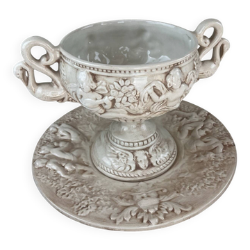 Ensemble Capodimonte – Coupe sur piédouche et plat décoratif