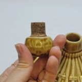 Bouteille Mini Dame Jeanne En Céramique Tressée Barbotine Majolique Vintage