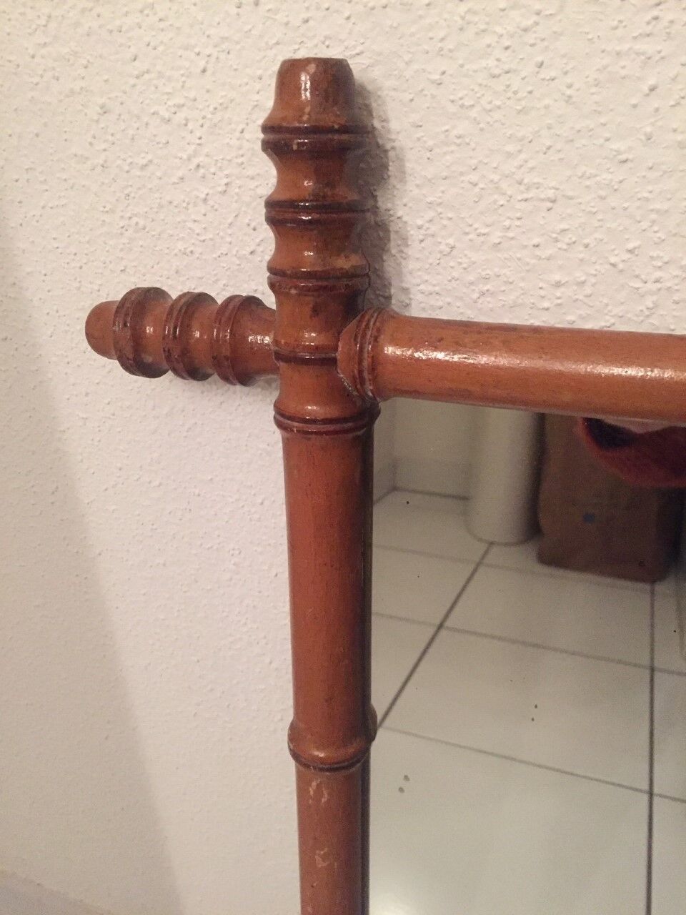Vintage miroir barbier 1900 bambou ancien