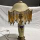 Old lamp with beaded fringed glass shade 40 years