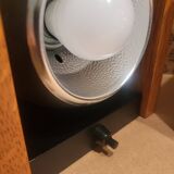 2 white eye lamps, wood, metal, vintage, Germany