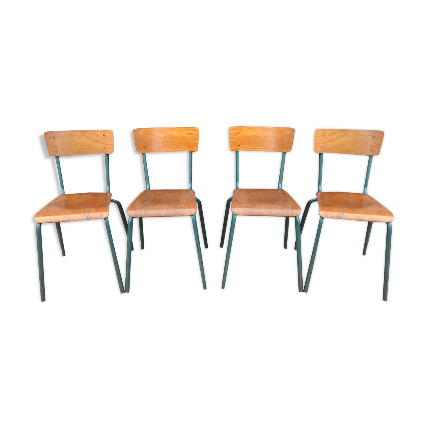 Suite of four school chairs 50/60 years