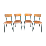 Suite of four school chairs 50/60 years