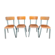 Suite of four school chairs 50/60 years