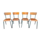 Suite of four school chairs 50/60 years