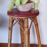 Vintage rattan high bar stool