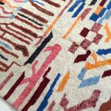 Moroccan Berber carpet Beni Ouarain ecru with colorful patterns 305x216cm