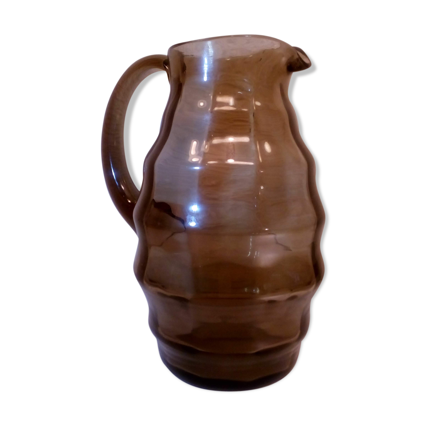 Blown glass pitcher, smoked "Art-déco"