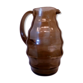 Blown glass pitcher, smoked "Art-déco"