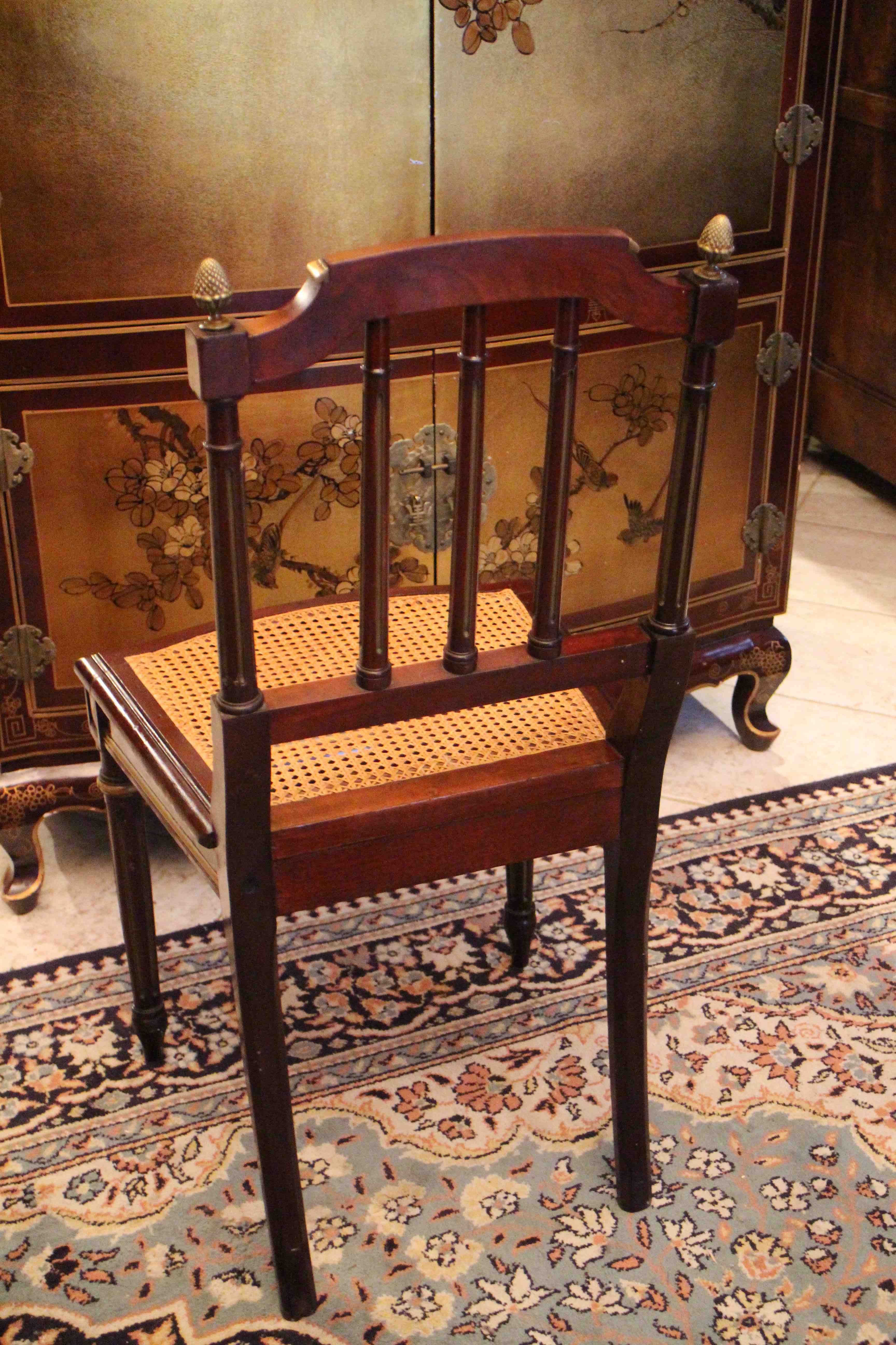 19th century mahogany office chair and Louis XVI-style bronze ornaments