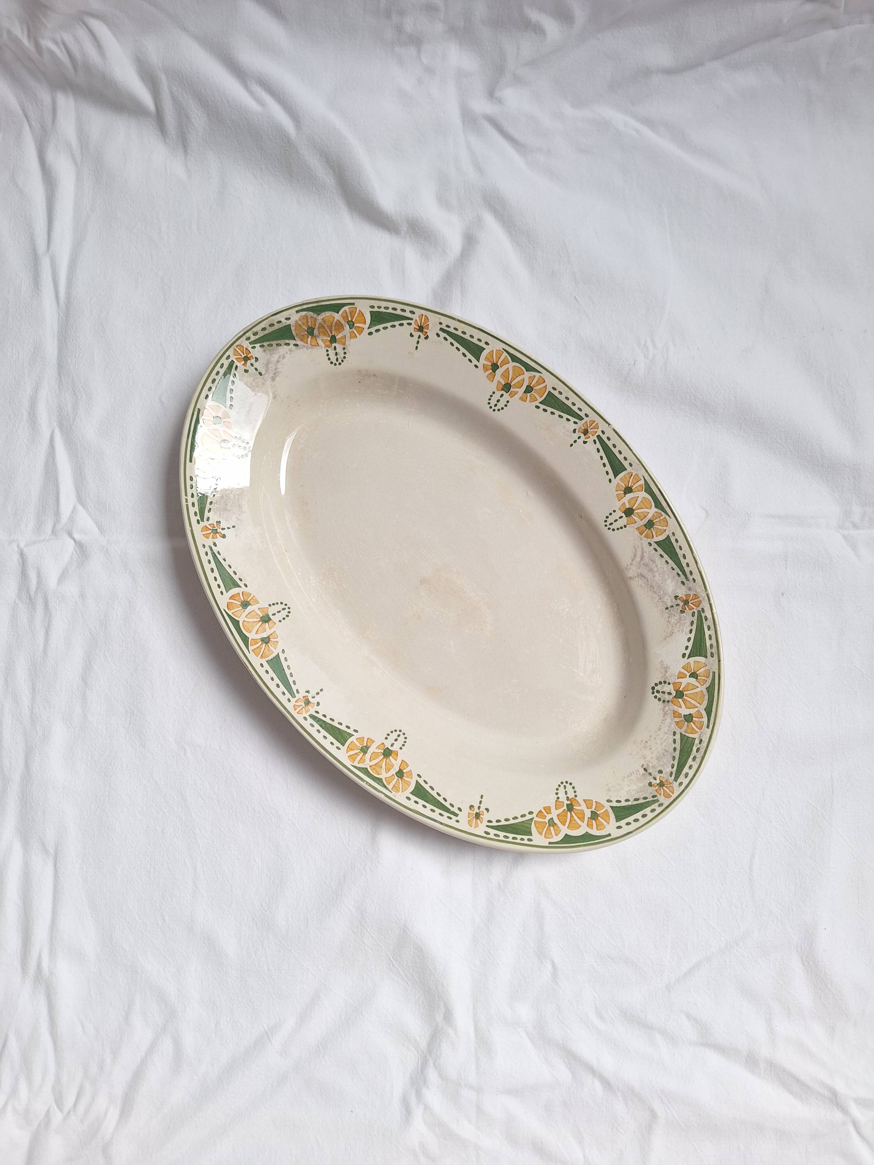 Longwy art deco oval dish