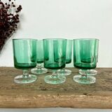 6 small emerald green LUMINARC glasses