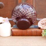 Burgundy cut glass vase or candle holder