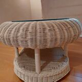 Salon de jardin en osier vintage