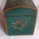 Painted wooden box "popular art", bulging lid
