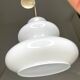 Large wavy white opaline pendant lamp