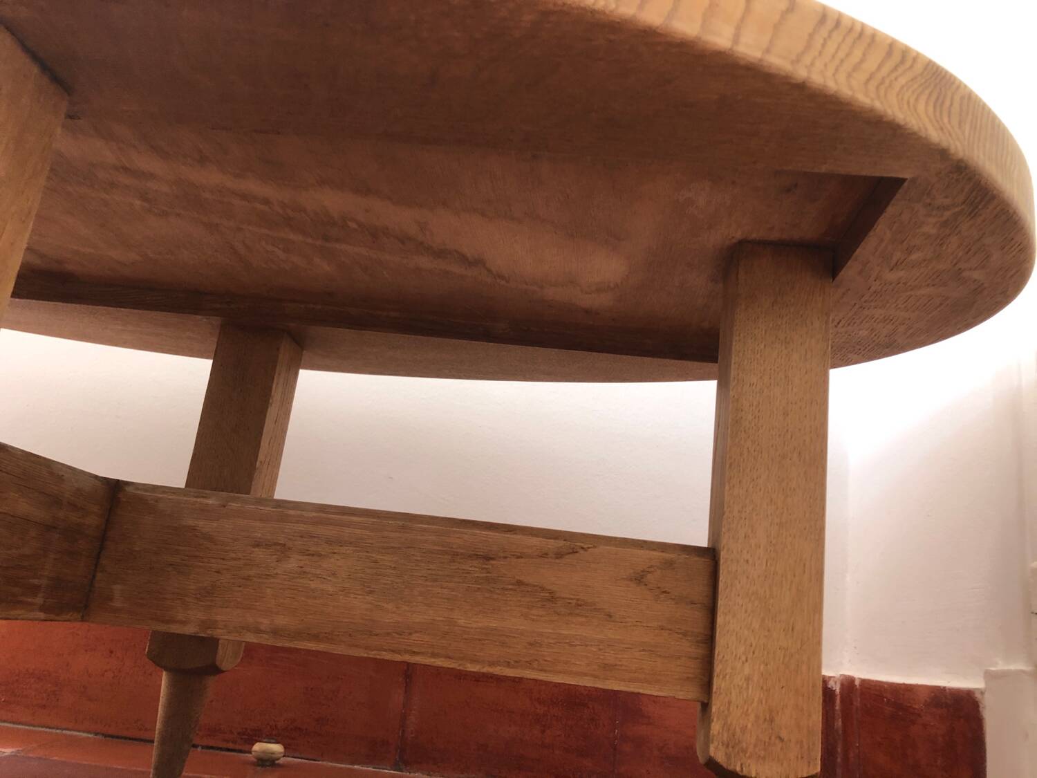 Coffee table in oak and ceramic by GUILLERME ET CHAMBRON