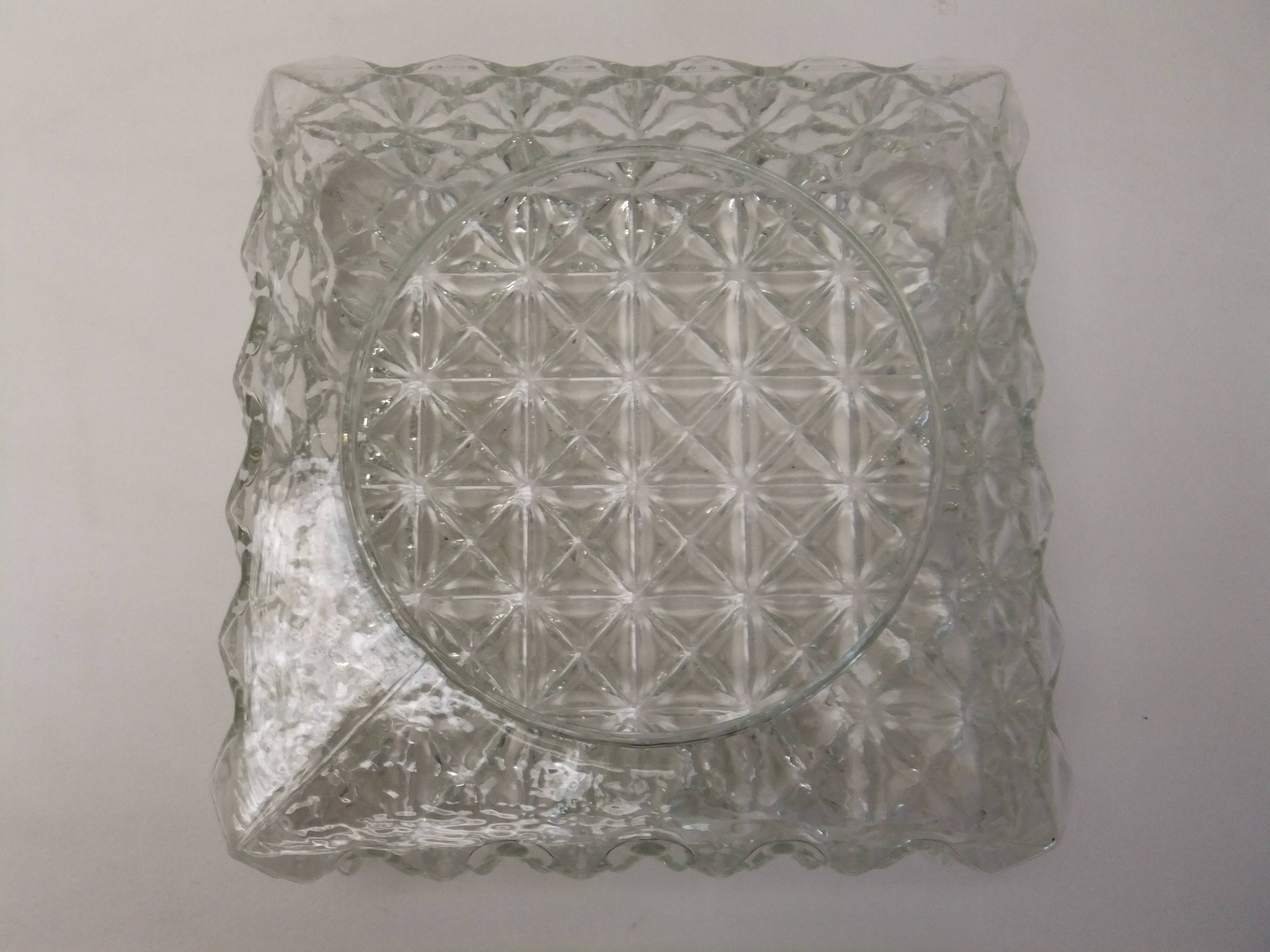 Old vintage ceiling light molded glass suspension chandelier