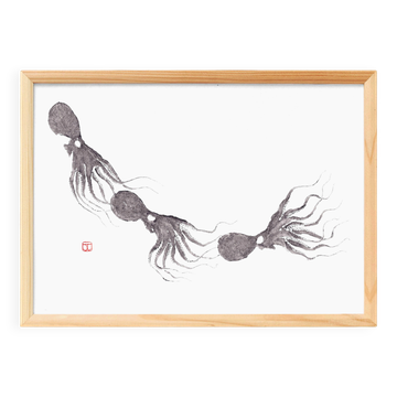 Impression d'art encadrée "empreinte d'un banc de poulpes"