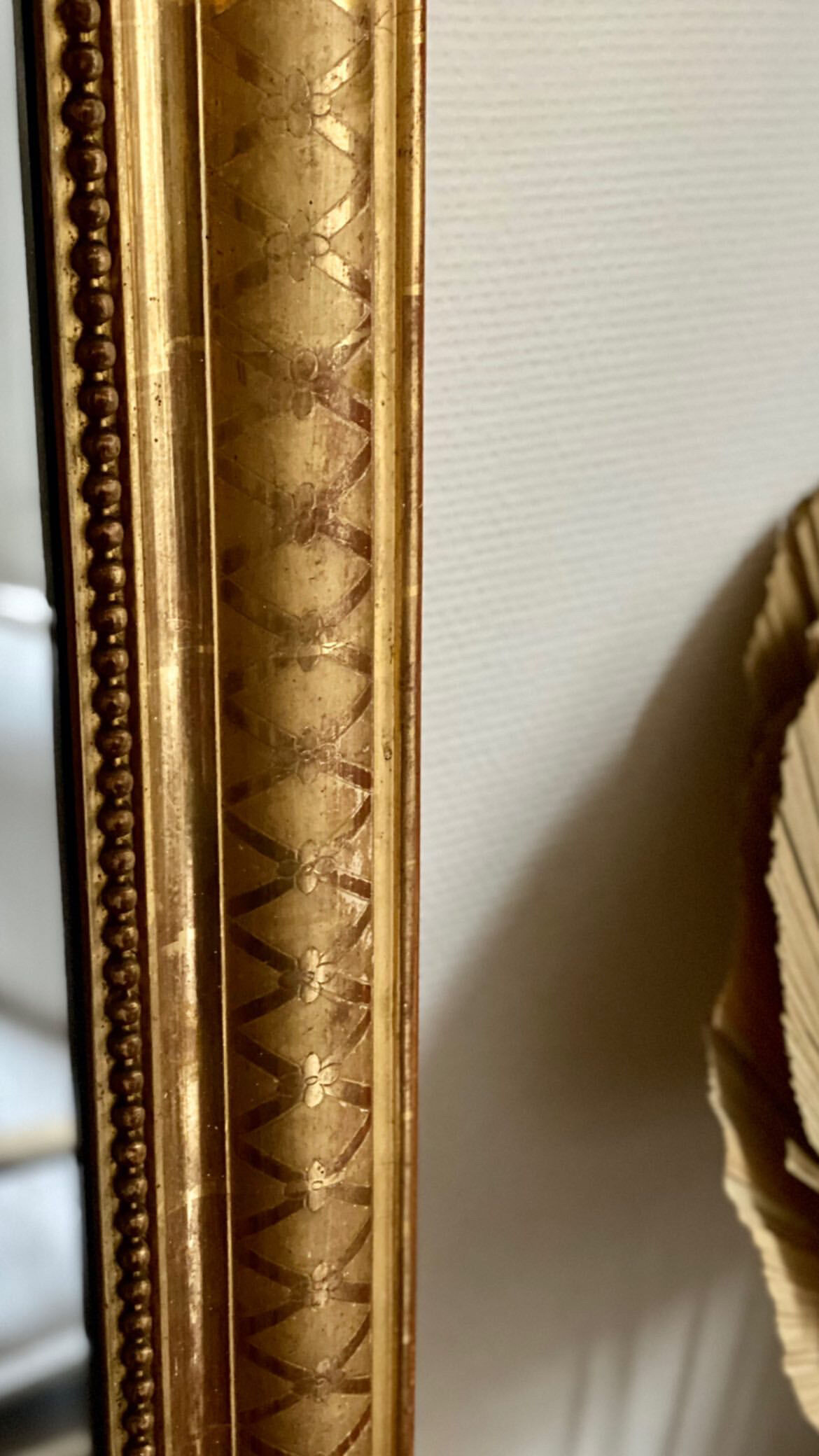 Old mirror louis philippe gilded rare gold leaf carved fireplace  109x152cm