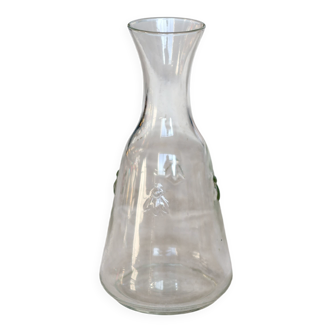 Vintage glass carafe with embossed bee motifs