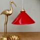Vintage lampshade pendant light in red and white opaline