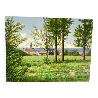 Vue de village signé