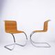 Paire de chaises cantilever en chrome et osier Style Mies Van der Roye