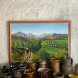 Old oil painting on canvas