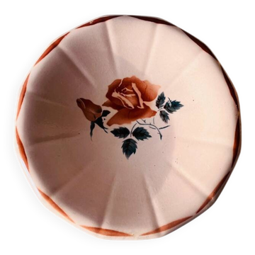 Antique Digoin Sarreguemines Frégate model dish with pink floral decoration
