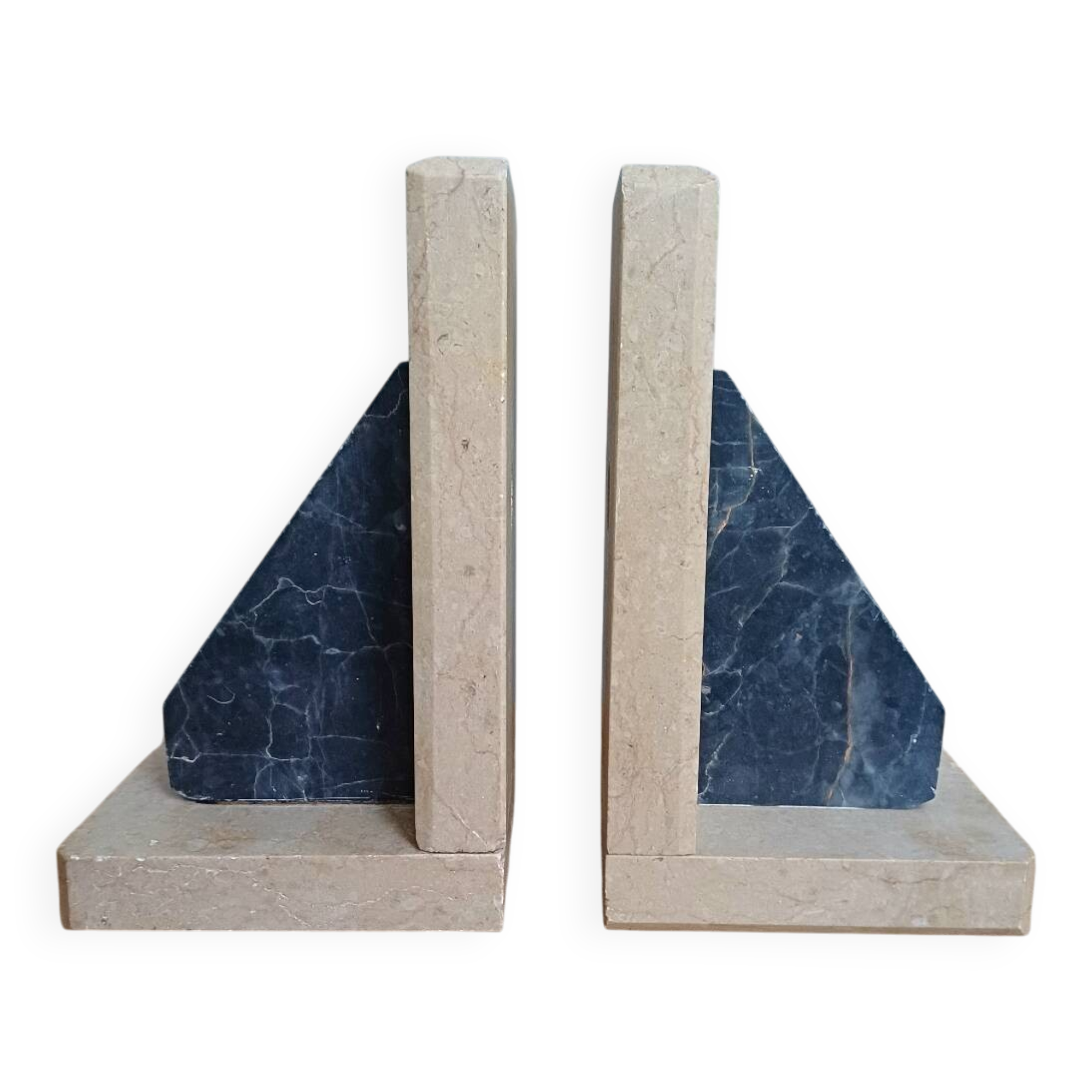 2 Stone Bookends – Art Deco Minimalist Design, France, c. 1930s–1950s