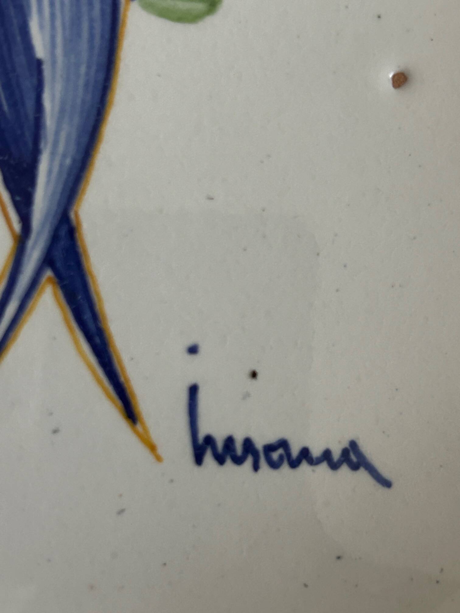 vintage plate in earthenware with birds