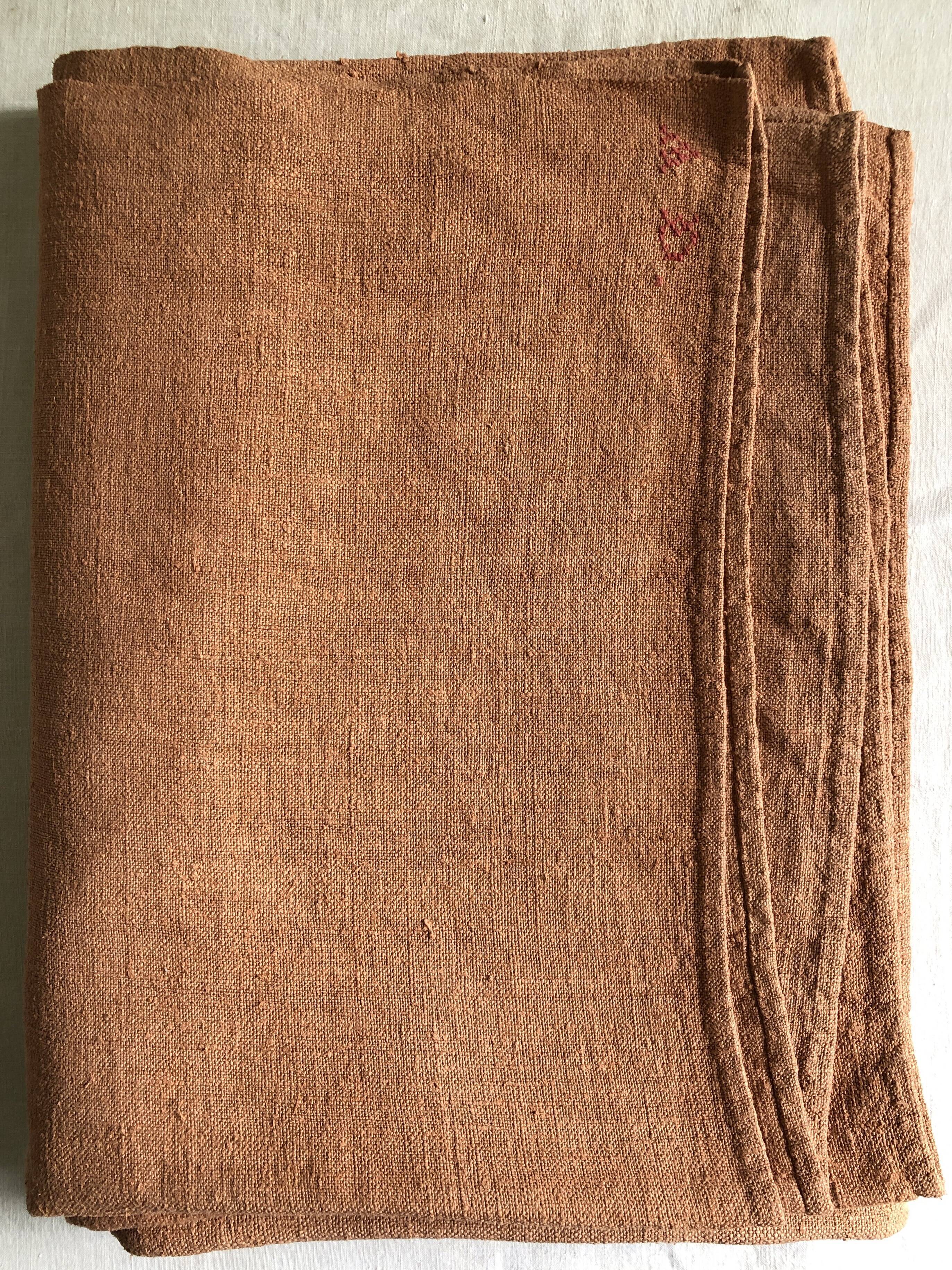 Terracotta tinted hemp harvest tablecloth