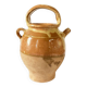 Old ochre and yellow glazed ceramic jug / goat