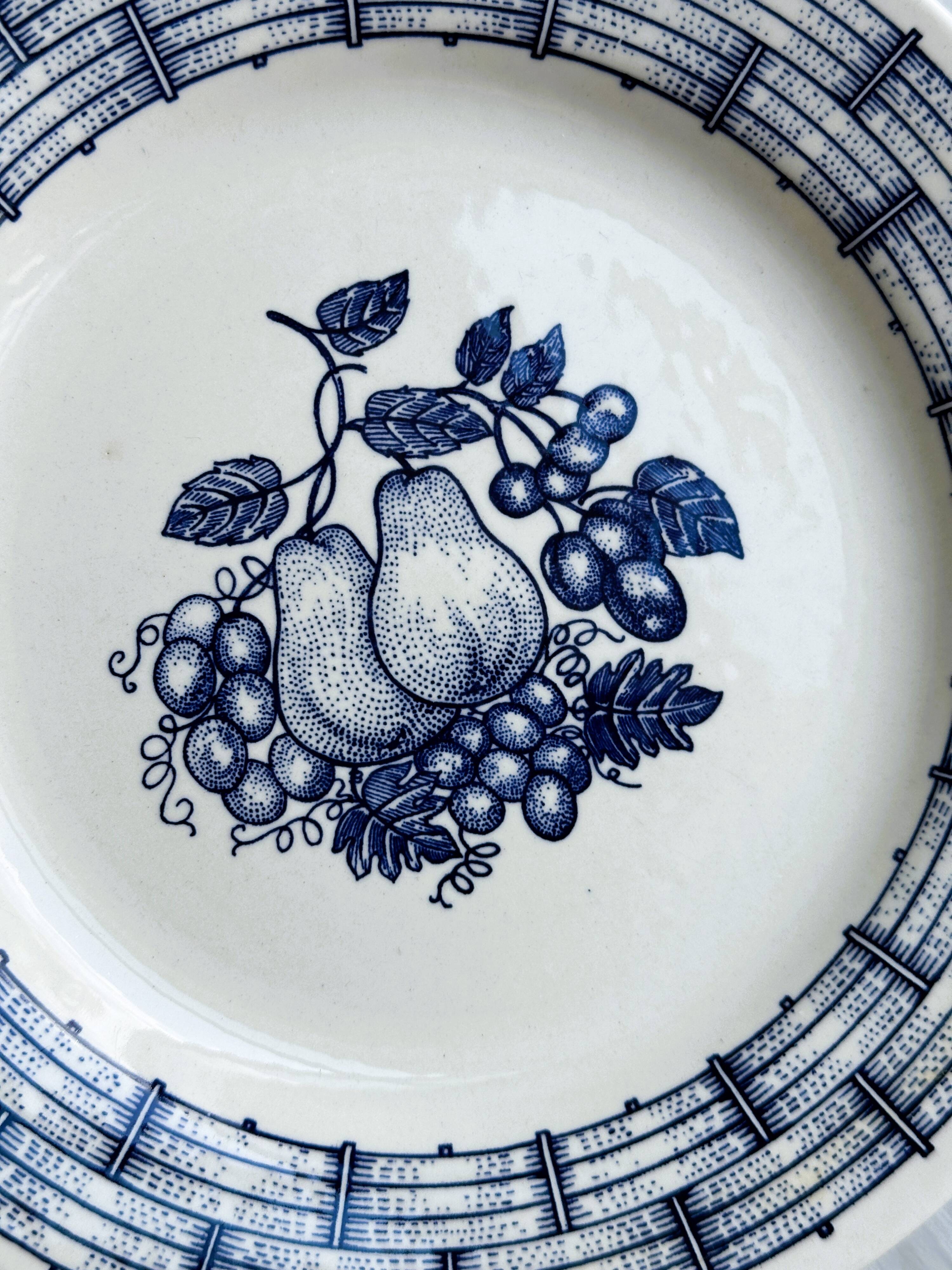 Vintage porcelain plate with fruit pattern