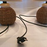 2 rattan bedside lamps