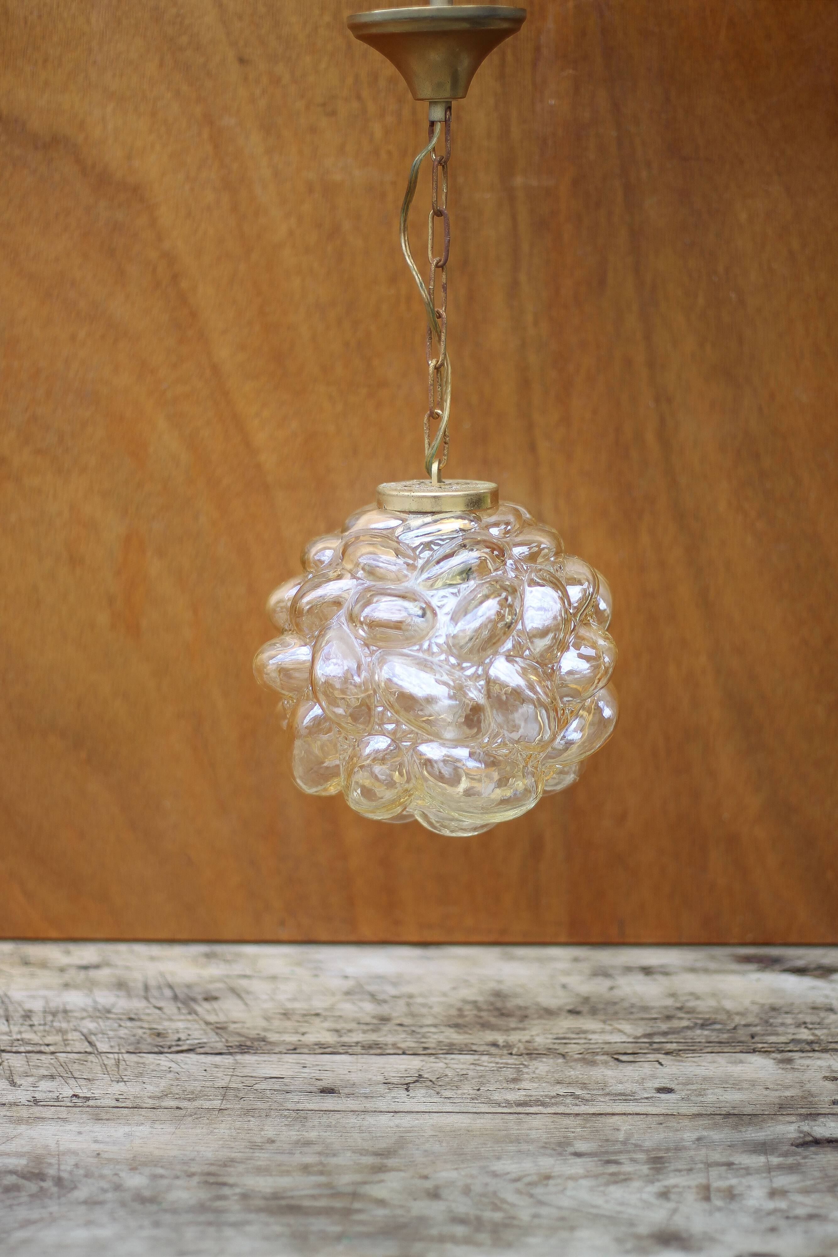 Bubbled glass suspension, glass ceiling lamp, lighting, interior decoration