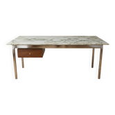 Bureau Knoll design marbre blanc