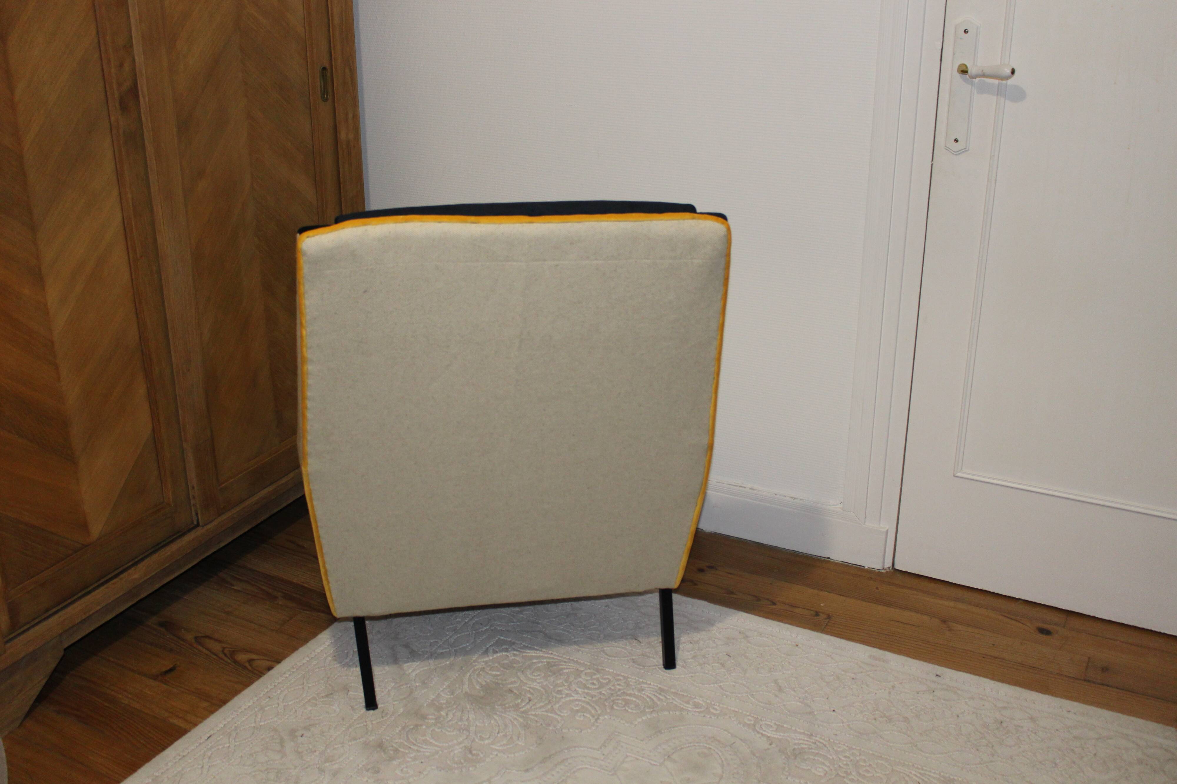 Midnight blue velvet armchair