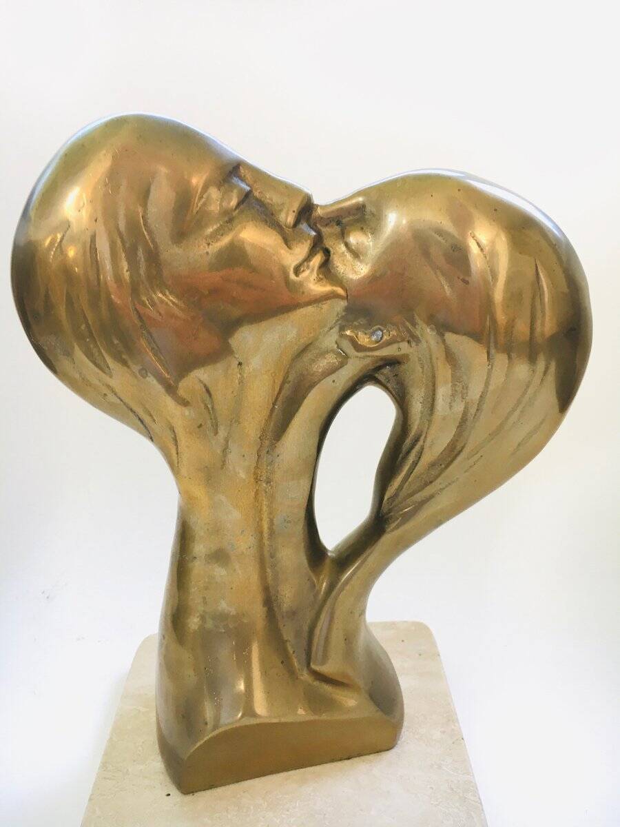 Brass Intertwined Male & Female Statue, 1970s