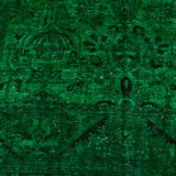 Hand-knotted persian rug 1970s 192 cm x 262 cm green wool carpet